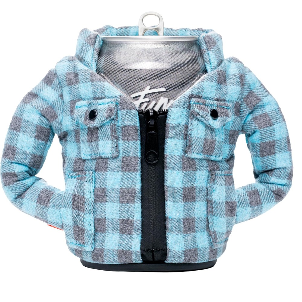 Puffin Drinkwear Flannel Plaid Shirt Can Cooler Cozy Fits 12oz 16oz Cans NWT - Picture 2 of 14